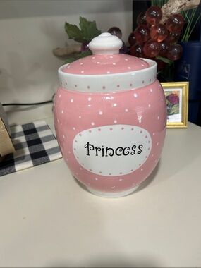 Pink "Princess" Ceramic Pet Treat Jar - Decorative Storage